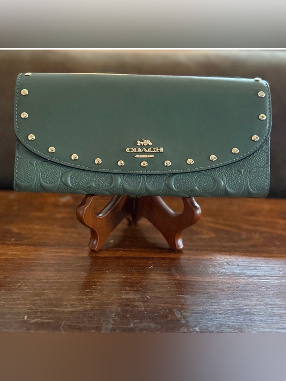 Coach Leather Rivet Slim Envelope Wallet